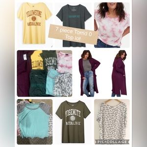 7 piece lot Torrid, 4 tees torrid 0, blouse torrid 1, tie dye torrid 2 sweater 0